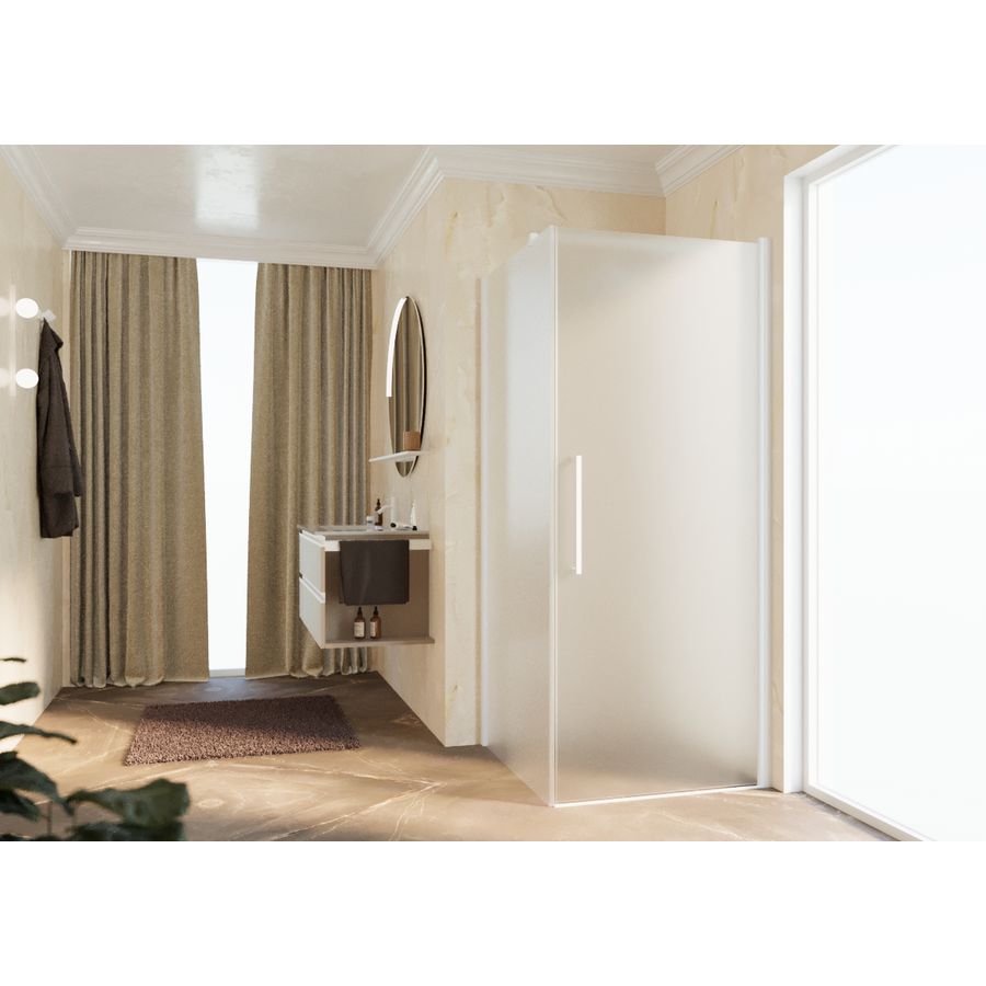 Zijwand Young Fg 101 Ver.101-103Cm Satin Glas Wit Mat