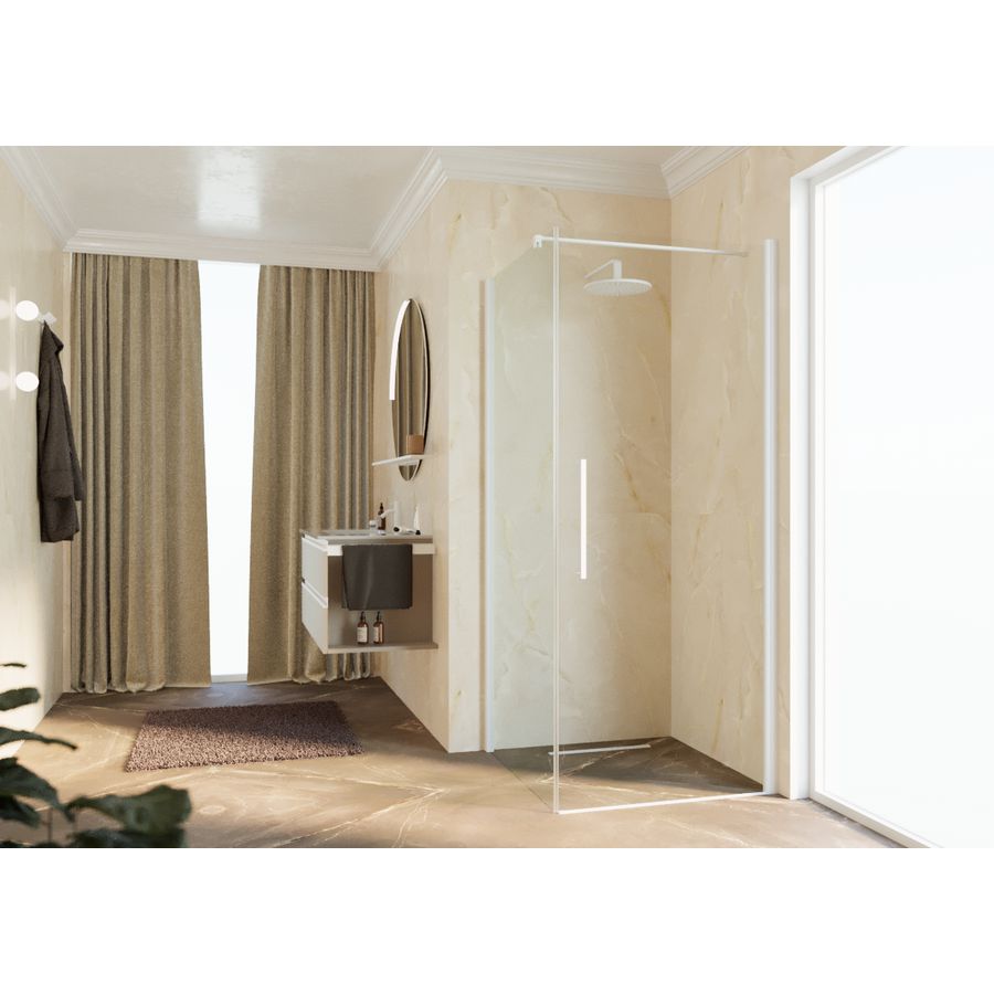 Zijwand Young Fg 101 Ver.101-103Cm Helder Glas Wit Mat