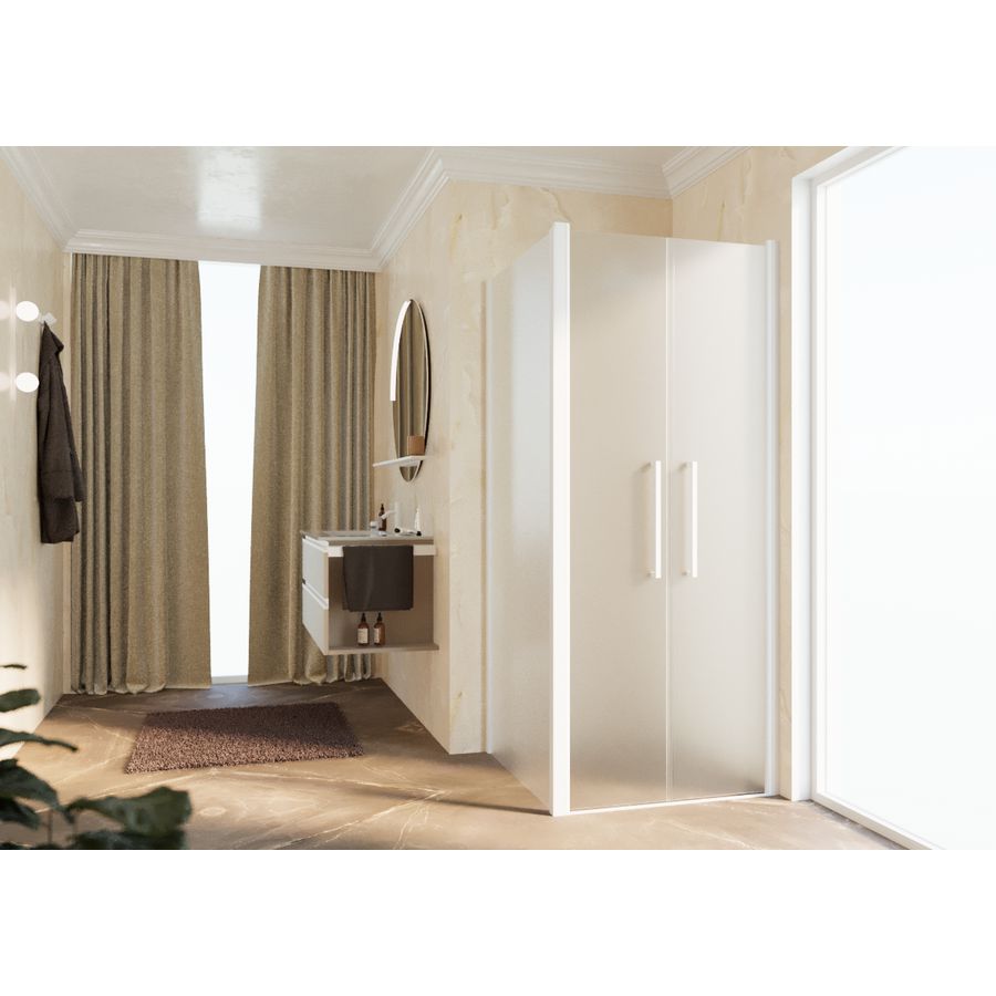 Zijwand Young F2B 101 Ver.101-103Cm Satin Glas Wit Mat