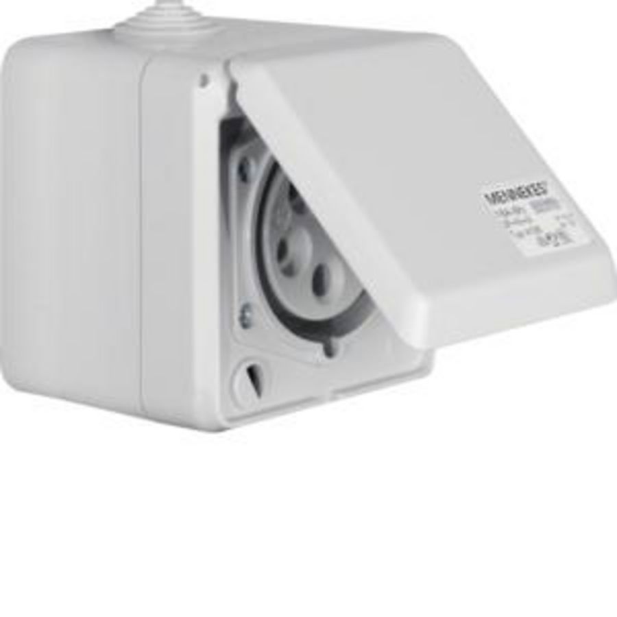 CEE-wandcontactdoos met klapdeksel 5P 16A opbouw