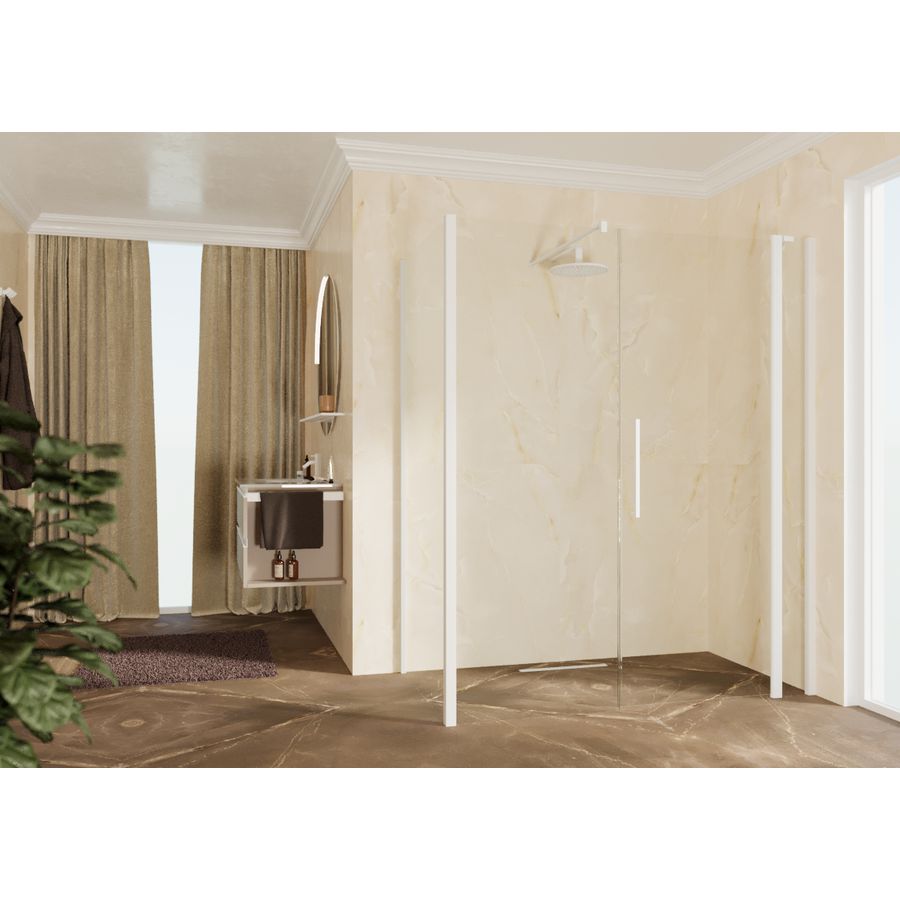 Zijwand Young F1B 101 Ver.101-103Cm Helder Glas Wit Mat