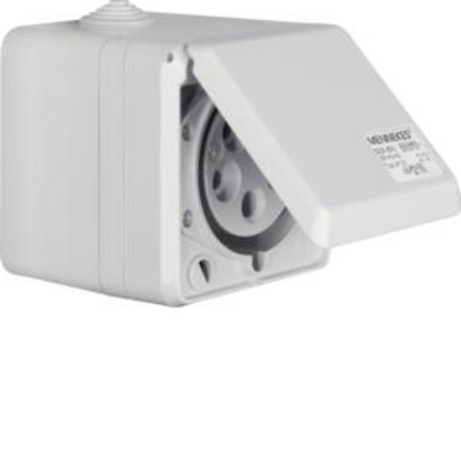 CEE-wandcontactdoos met klapdeksel 5P 32A opbouw