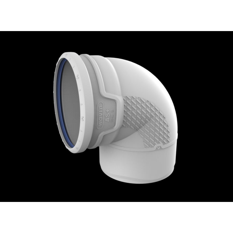 Bocht PP AS+ geluidsarm 87° lichtgrijs 200mm mof x spie