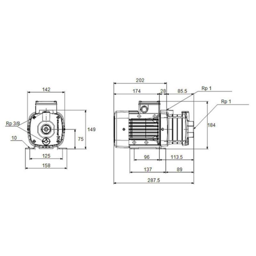 Centrifugaalpomp CM1-2 A-R-A-V-AQQV 400Y 50 Hz