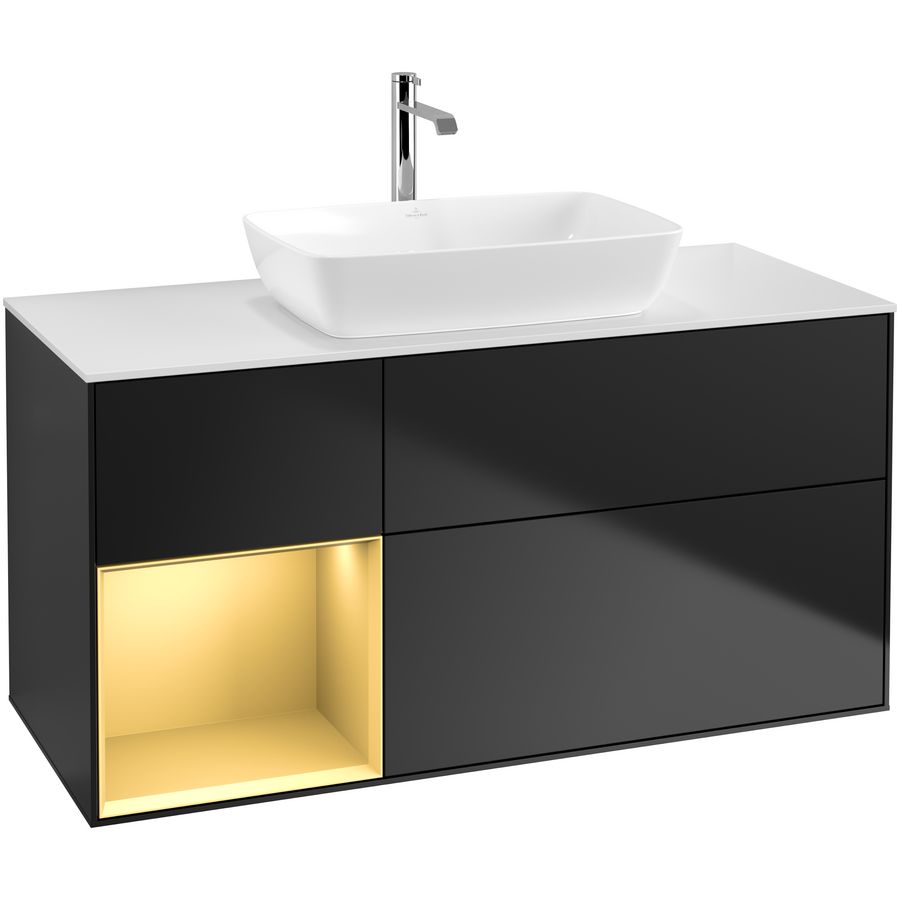 Wastafelonderkast Finion 1200x603x501mm Black Matt Lacquer G821HFPD