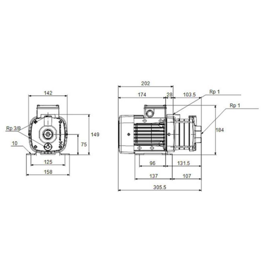 Centrifugaalpomp CM1-3 A-R-A-V-AQQV 400Y 50 Hz