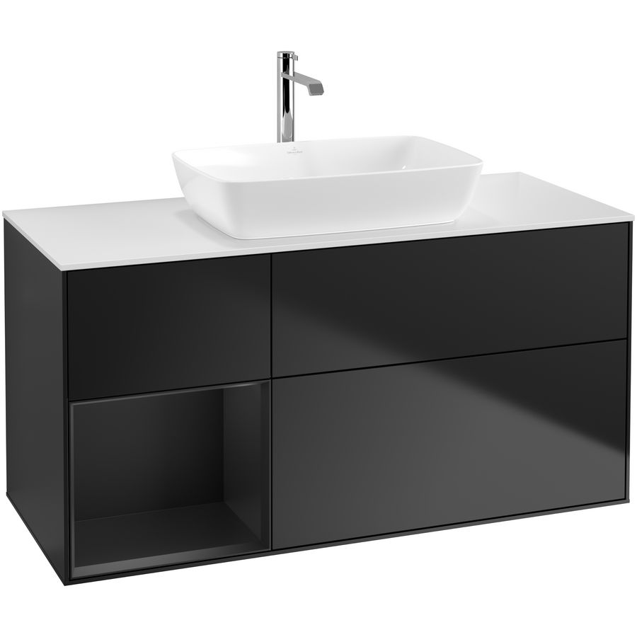 Wastafelonderkast Finion 1200x603x501mm Black Matt Lacquer G821PDPD