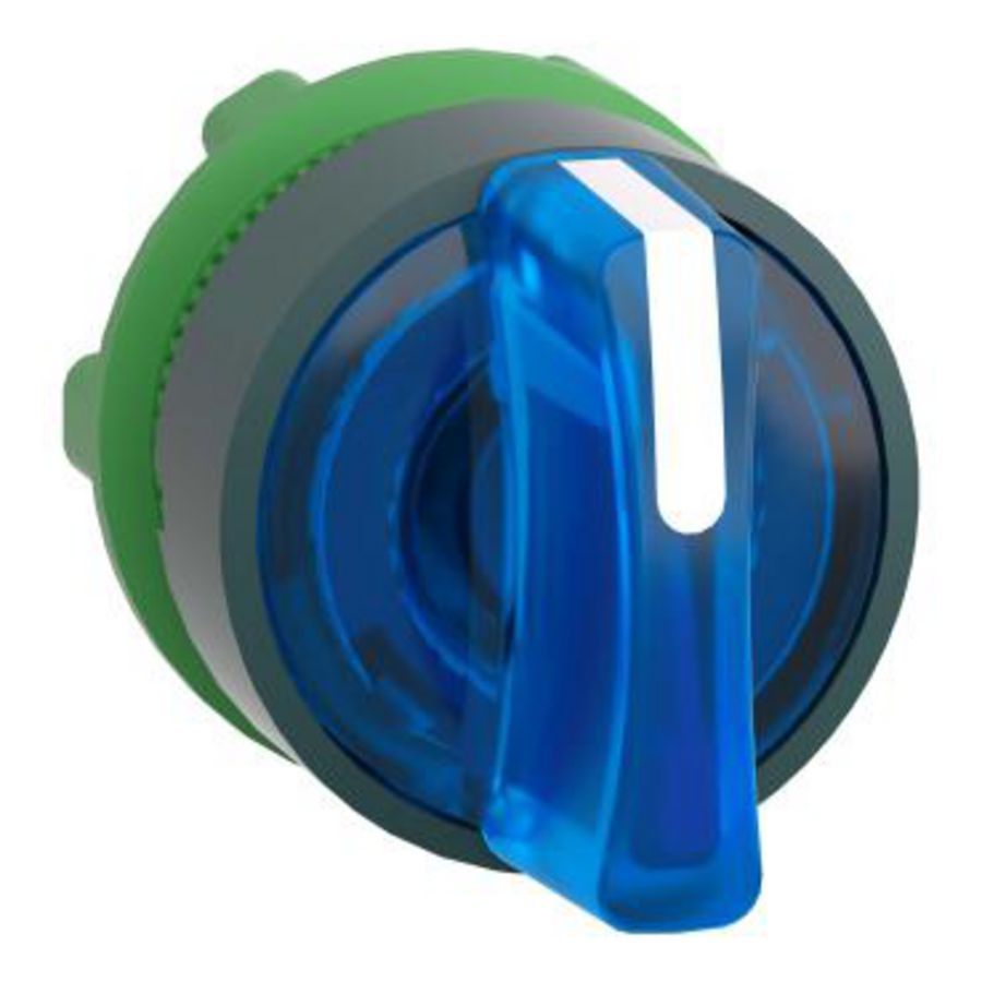 Kop keuzeschakelaar Verlicht 3 standen 22mm Blauw