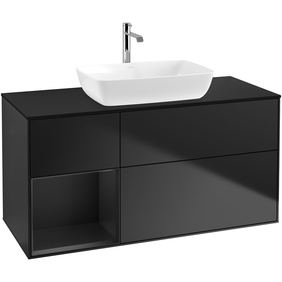 Wastafelonderkast Finion 1200x603x501mm Black Matt Lacquer G822PDPD