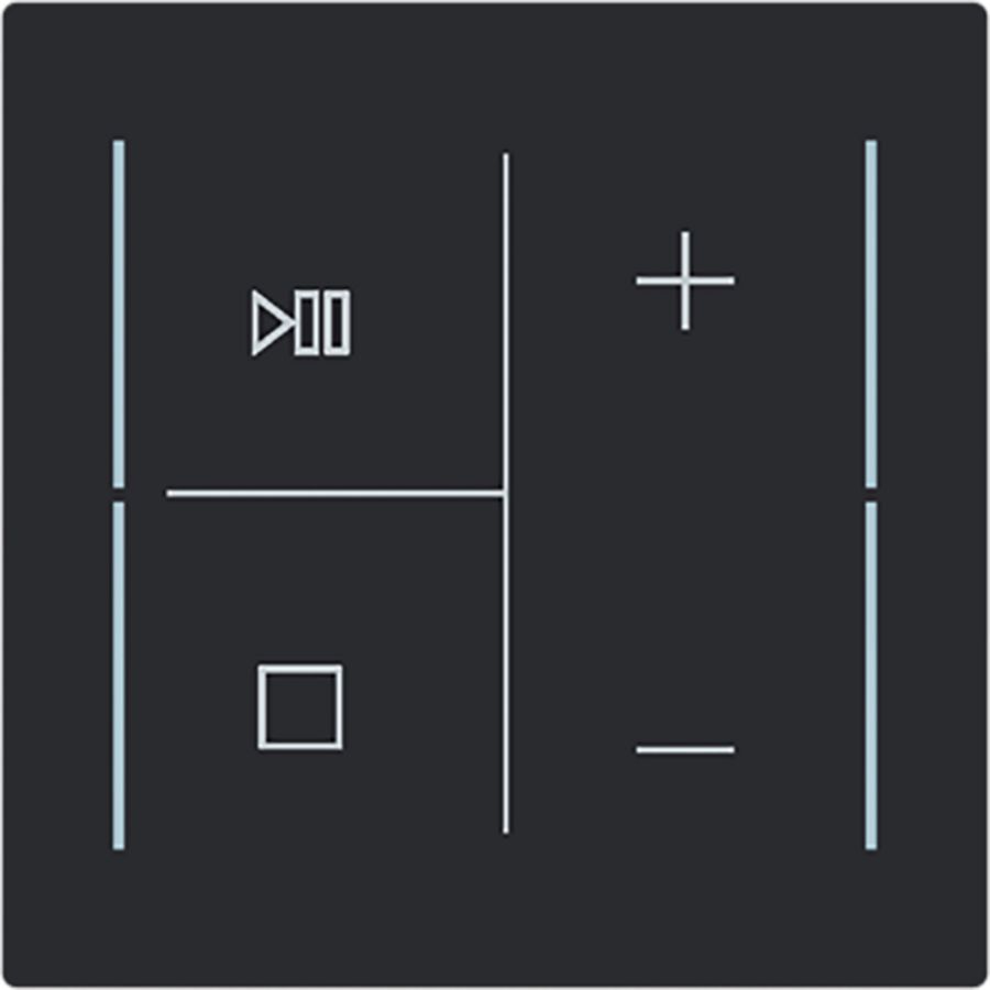 Centraalplaat afdekking 4v knop muziek symbool Art-matzwart (LFMW/A.4.70.11-45M)