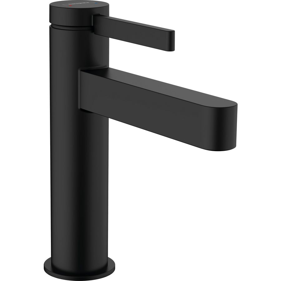 Finoris 1-hendel wastafelmengkraan 110 mat zwart sprong 139mm incl. push-open plug 1.1/4"