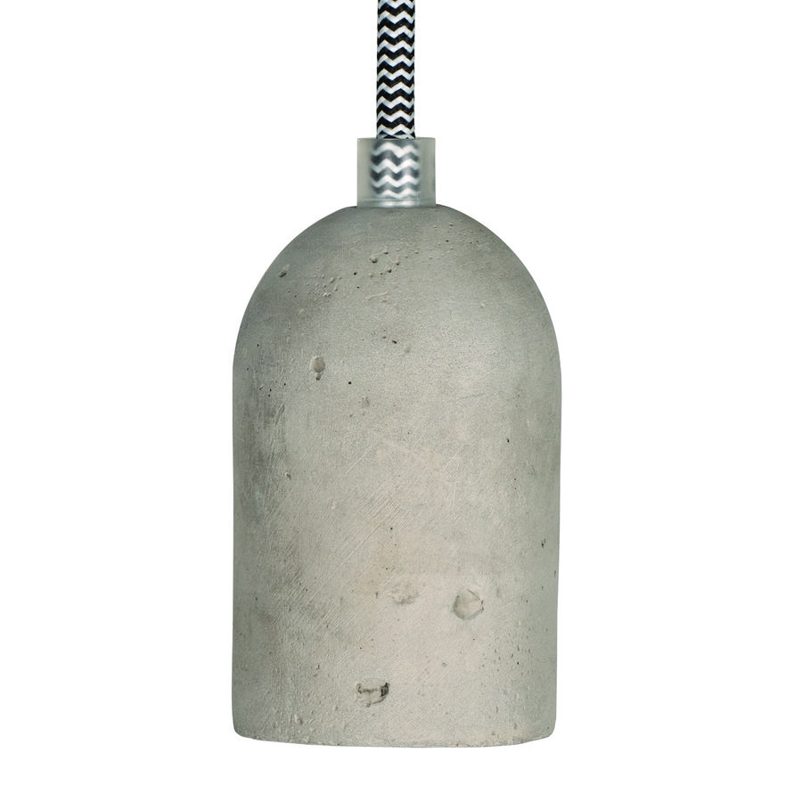 Hanglamp beton Nature textielsnoer L=1,5m. E27 zwart/wit