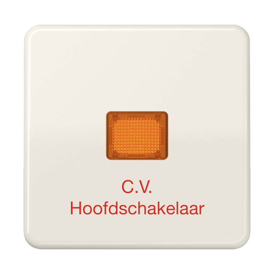 Schakelwip CD500 wit slagvast met tekst CV