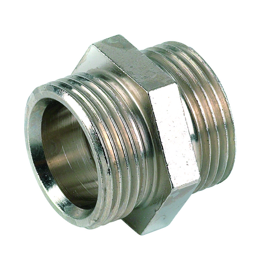 Overgangsnippel M22xM22 buitendraad vernikkeld 9815N