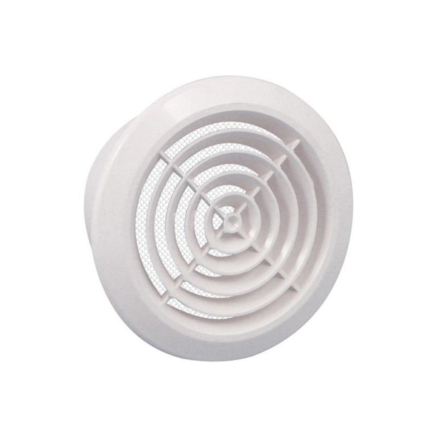 Rond ventilatierooster kunststof De Luxe Ø125mm wit