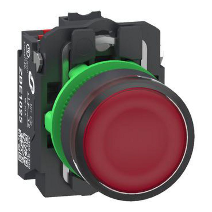 Verlichte drukknop Harmony XB5 Plastic rood Vlak 22mm univer