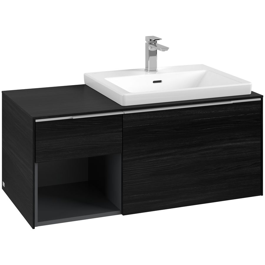 Wastafelonderkastkast SUBWAY 3.0 1001x422,5x516mm Black Oak C57100AB greep alu. glans