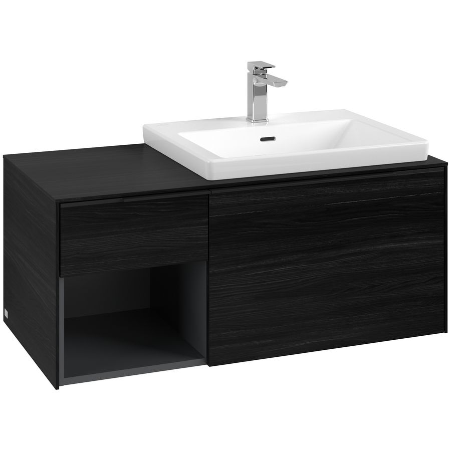 Wastafelonderkastkast SUBWAY 3.0 1001x422,5x516mm Black Oak C57101AB greep Volcano Black