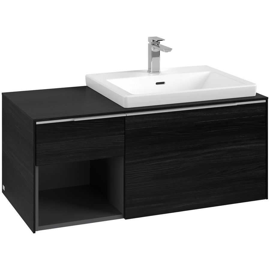 Wastafelonderkastkast SUBWAY 3.0 1001x422,5x516mm Black Oak C571L0AB greep alu. glans
