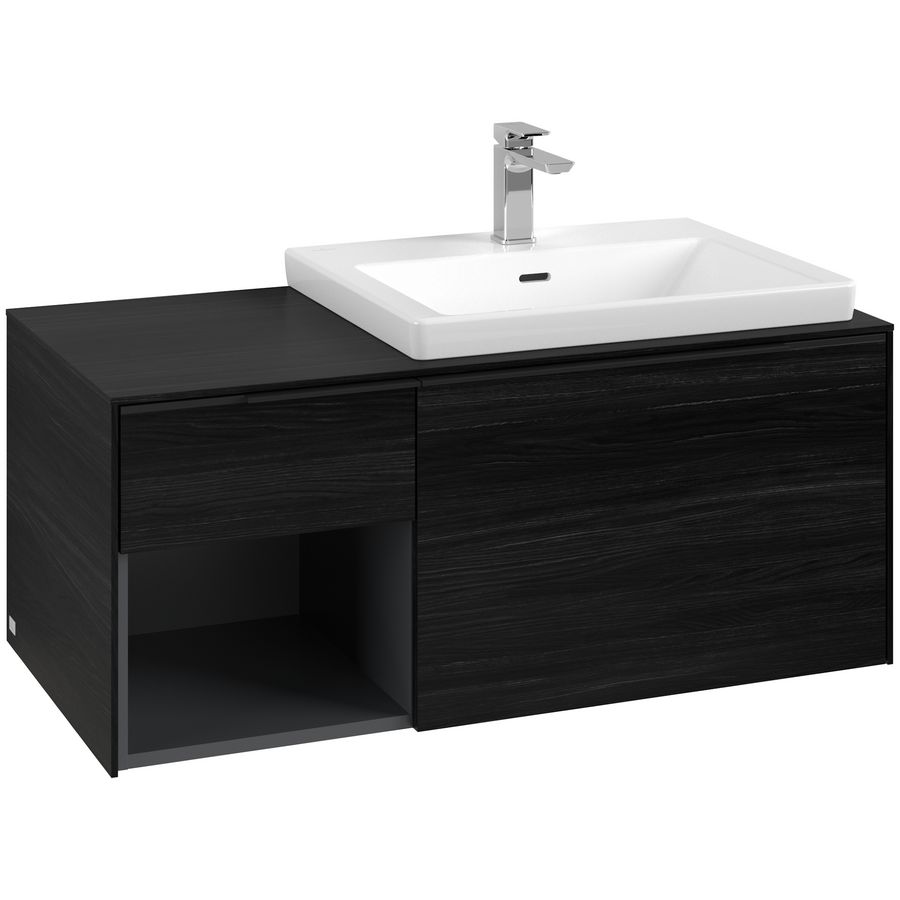 Wastafelonderkastkast SUBWAY 3.0 1001x422,5x516mm Black Oak C571L1AB greep Volcano Black