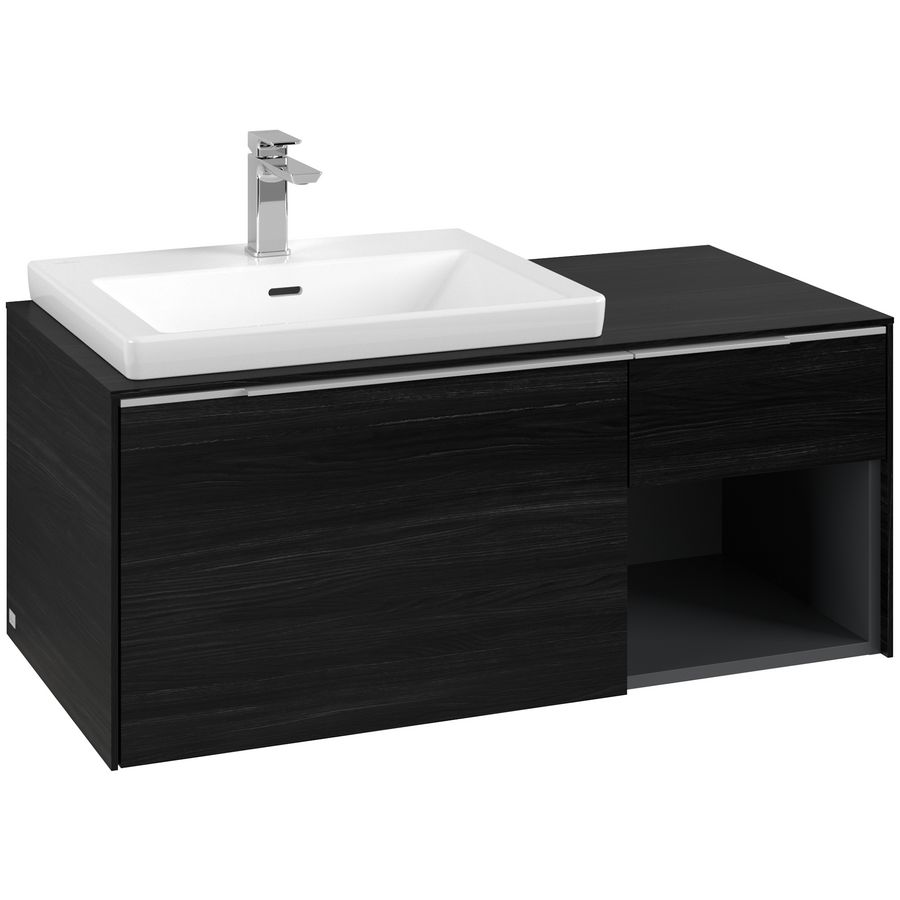Wastafelonderkastkast SUBWAY 3.0 1001x422,5x516mm Black Oak C572L0AB greep alu. glans