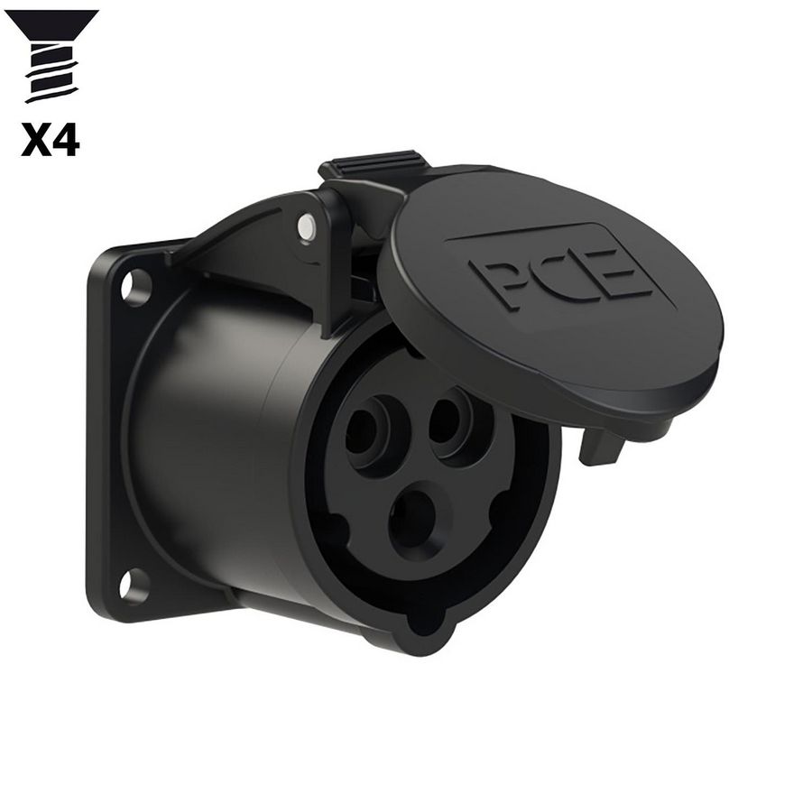 CEE inbouw wandcontactdoos RE 16A 3p 230V 6h (blauw) zwart IP54 VVE=10