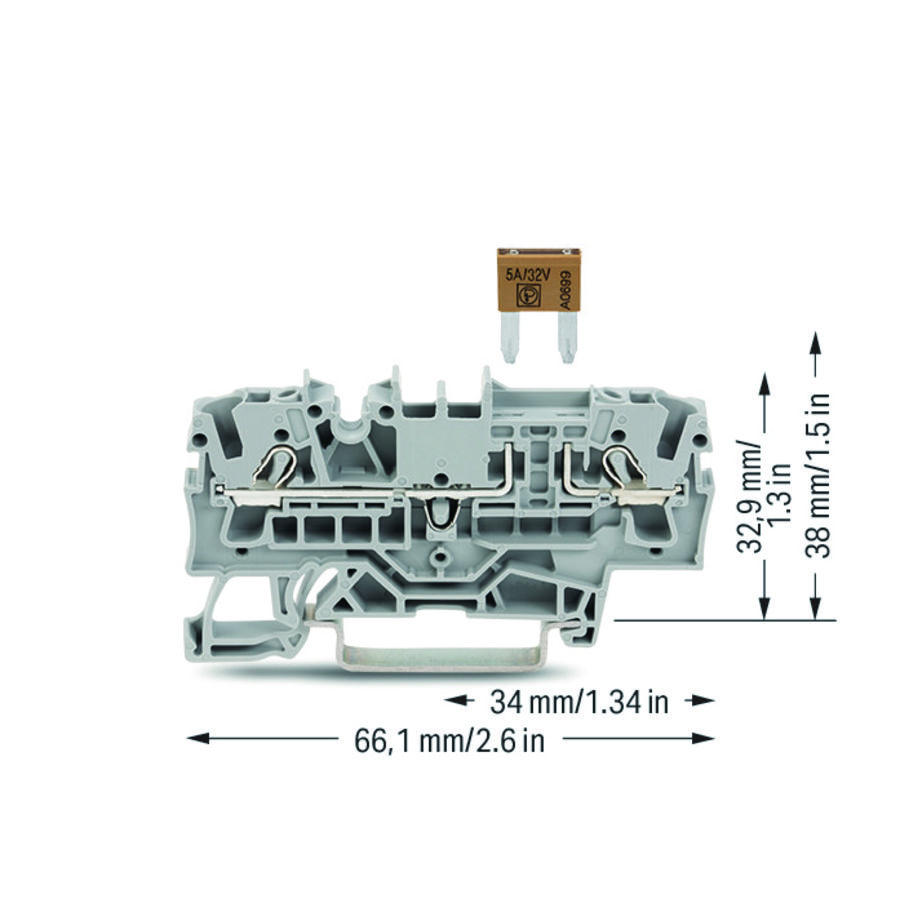 2-draads zekeringsklem platte mini autozek. 2002-1681 VVE=50