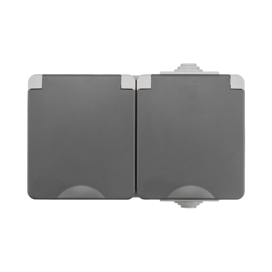 Opbouw Wandcontactdoos 2-voudig Horizontaal IP55 Grijs VVE=8