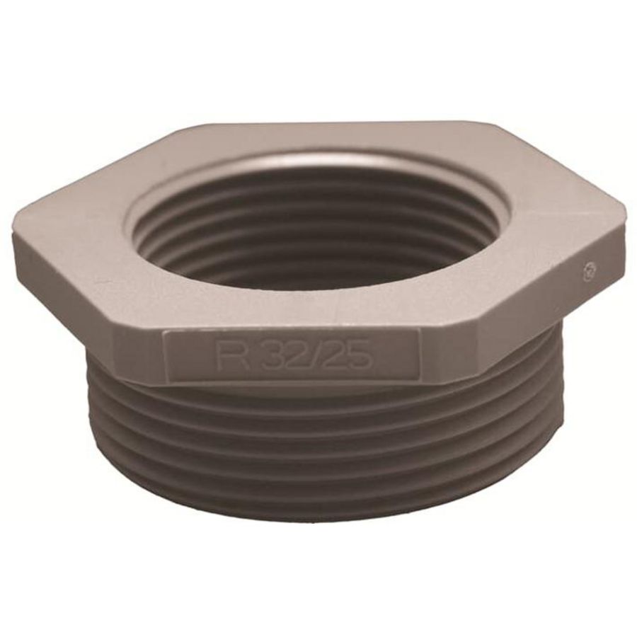 Reducer Hexagonaal Polyamide 6+25 glasvezel M16 M12 Grijs