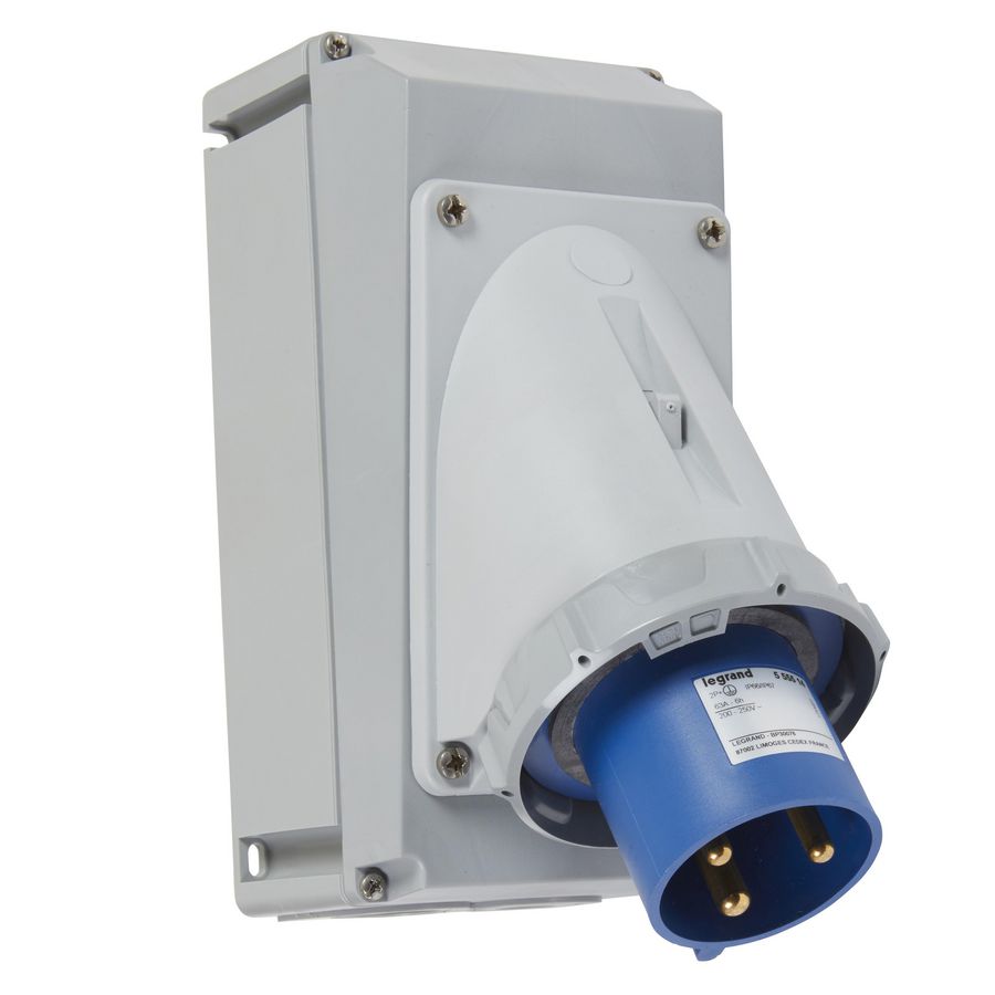 Toestelcontactstop 230V 63A 2P + A IP67 blauw P17 Tempra