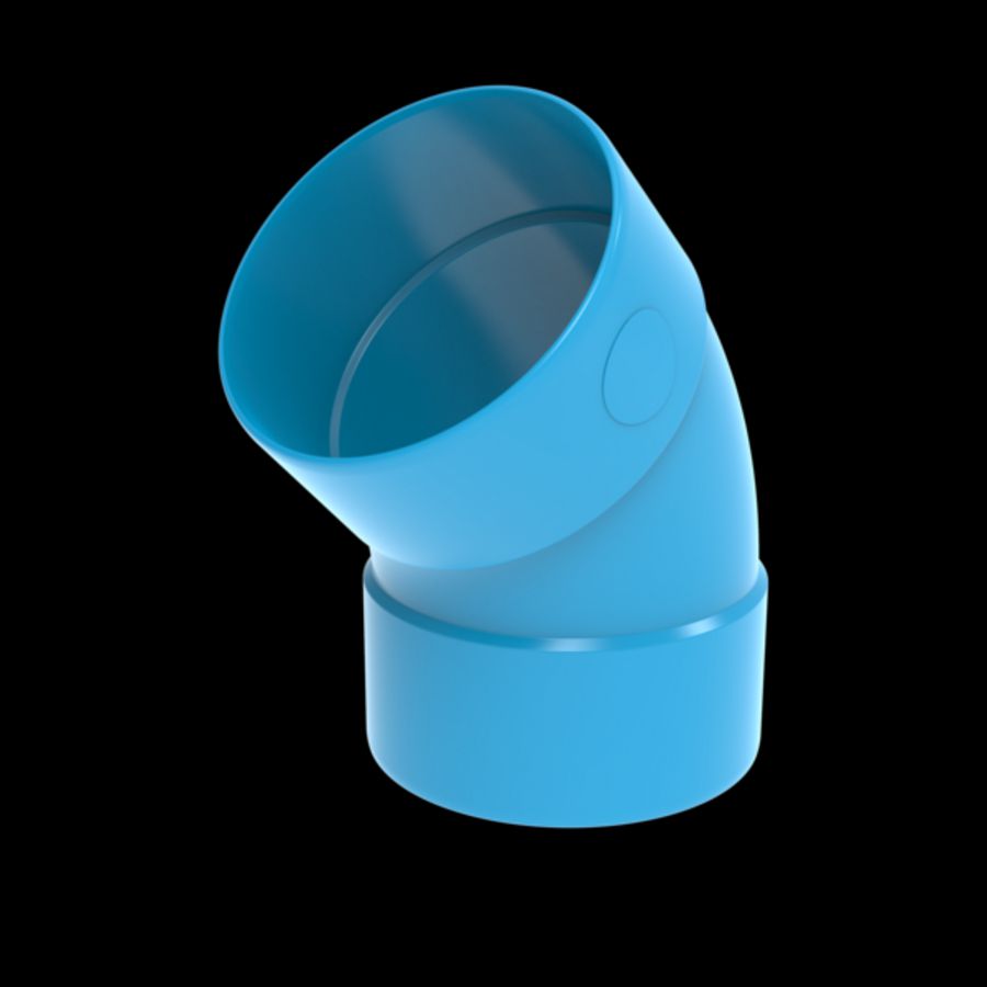 Bocht lijm 45° PVC luchtverdeelsysteem VENTIZA blauw Ø125mm mof/mof