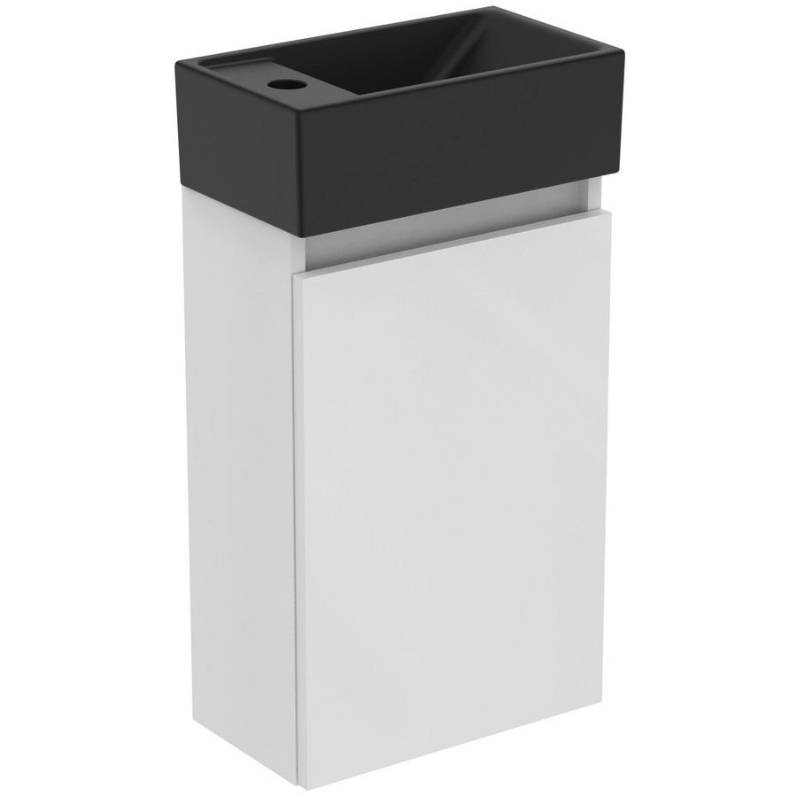 Fonteinmeubel pack wit fontein kraangat links silk black tiempo