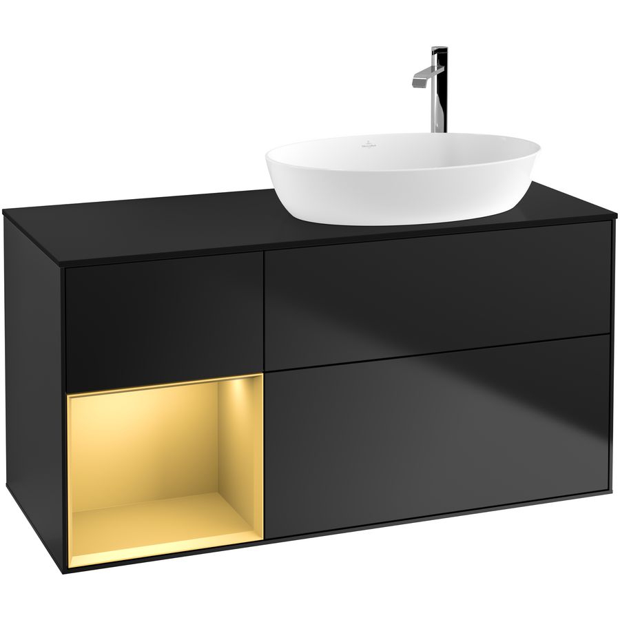 Wastafelonderkast Finion 1200x603x501mm Black Matt Lacquer G922HFPD
