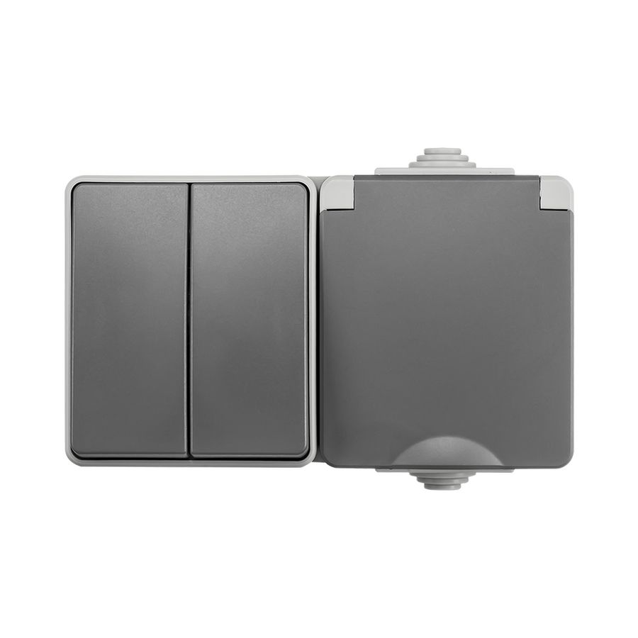 Opbouw Combinatie WCD en Serieschakelaar H. IP55 Grijs VVE=8