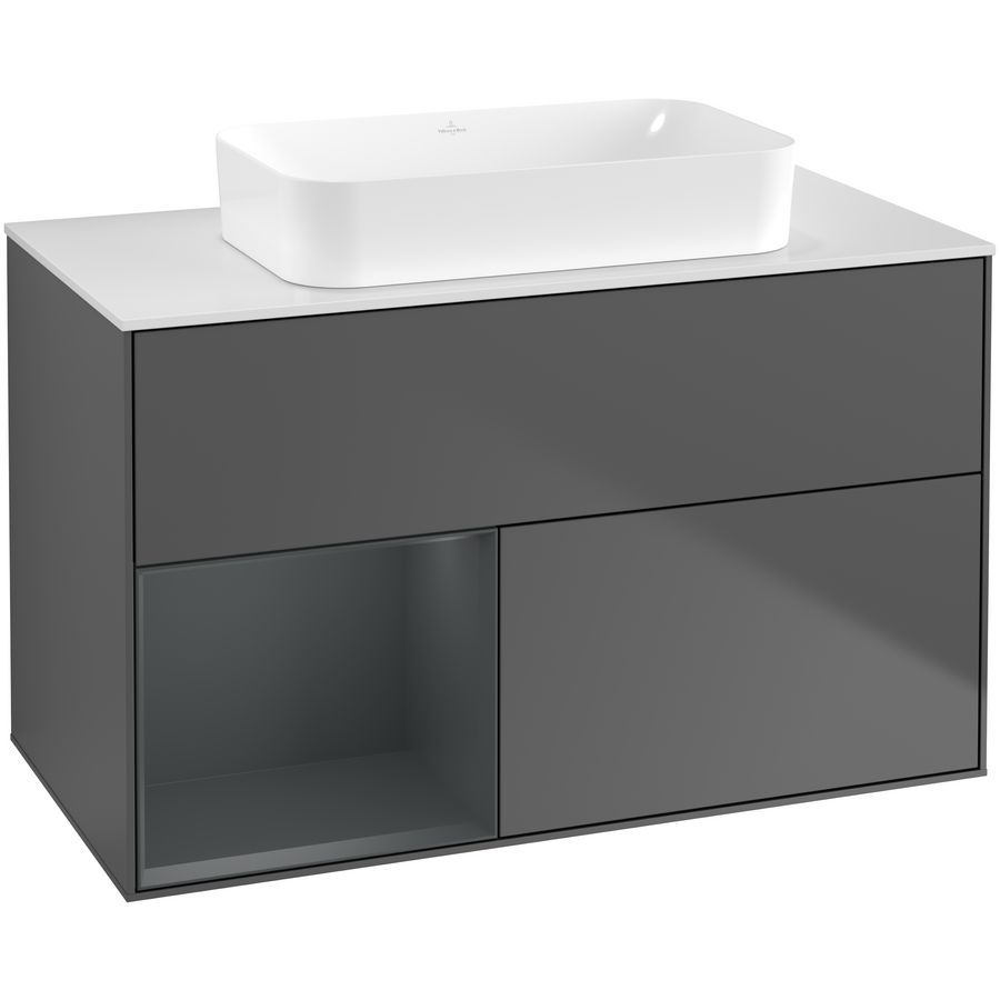 Wastafelonderkast Finion 1000x603x501mm Antr. Matt Lacquer G651HGGK