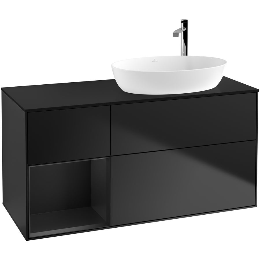 Wastafelonderkast Finion 1200x603x501mm Black Matt Lacquer G922PDPD