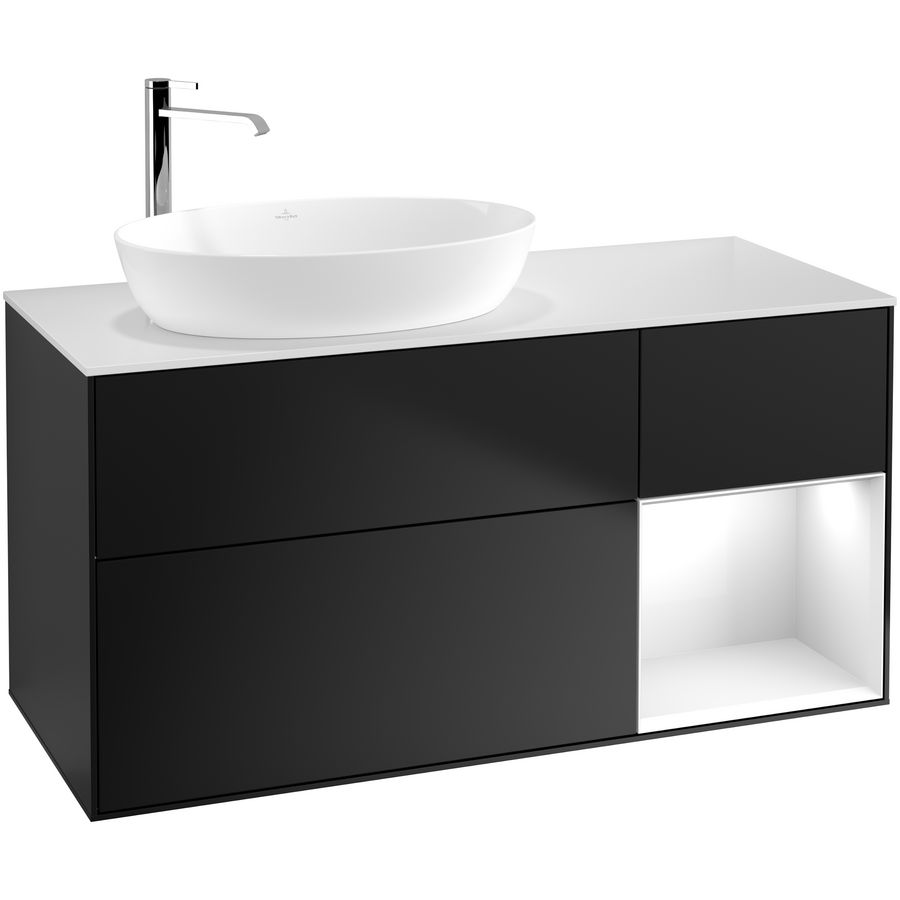 Wastafelonderkast Finion 1200x603x501mm Black Matt Lacquer G931GFPD