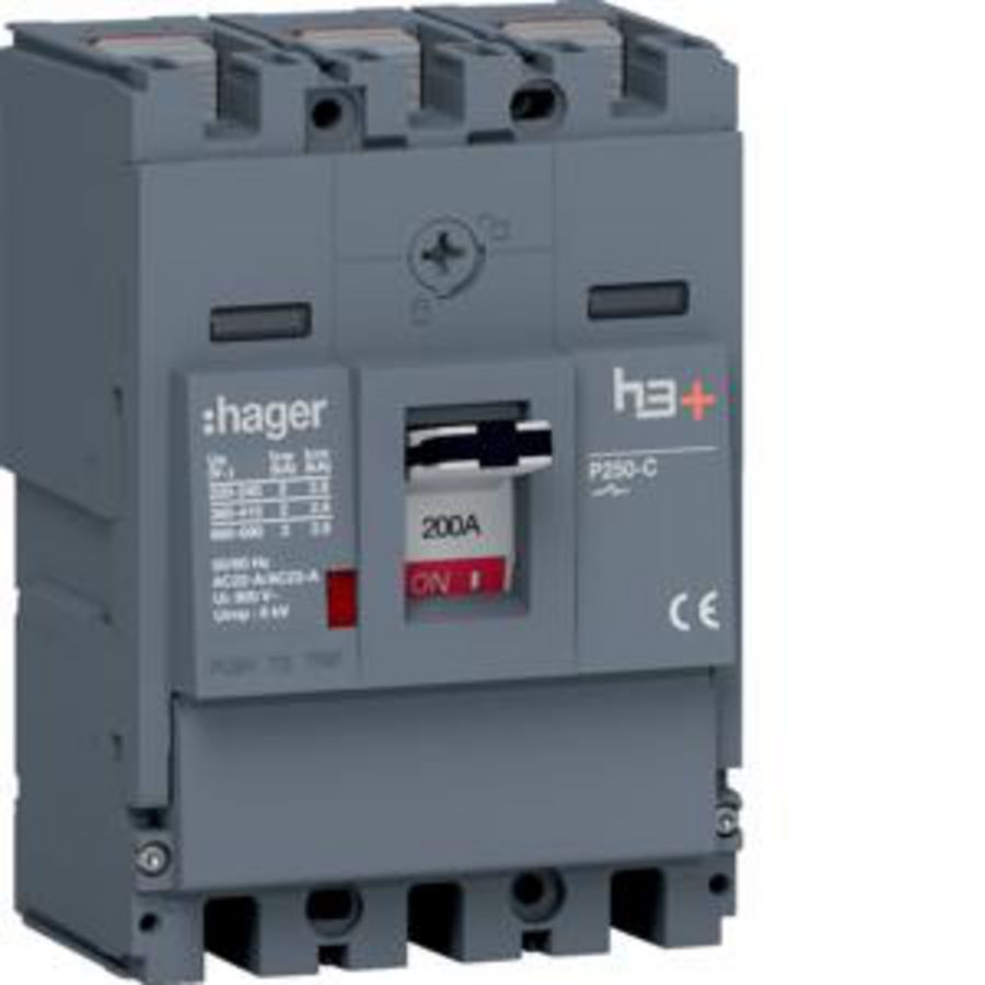 Vermogensschakelaar h3+ P250 3P 200A boutaansluiting