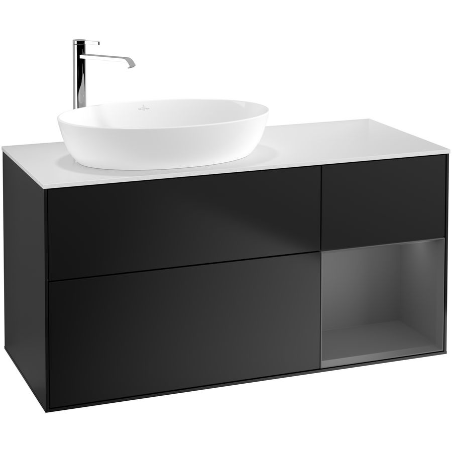 Wastafelonderkast Finion 1200x603x501mm Black Matt Lacquer G931GKPD