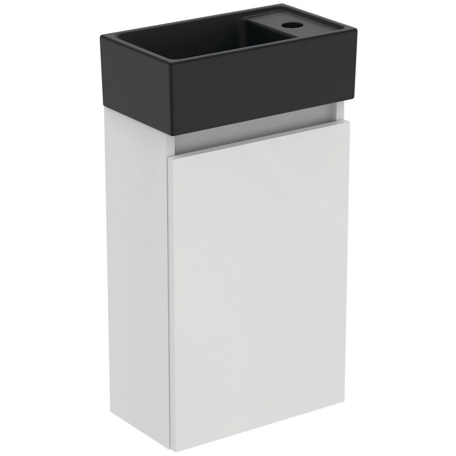 Fonteinmeubel pack wit fontein kraangat rechts silk black tiempo