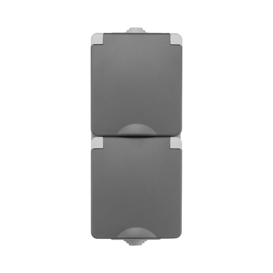 Opbouw Wandcontactdoos 2-voudig Verticaal IP55 Grijs VVE=8