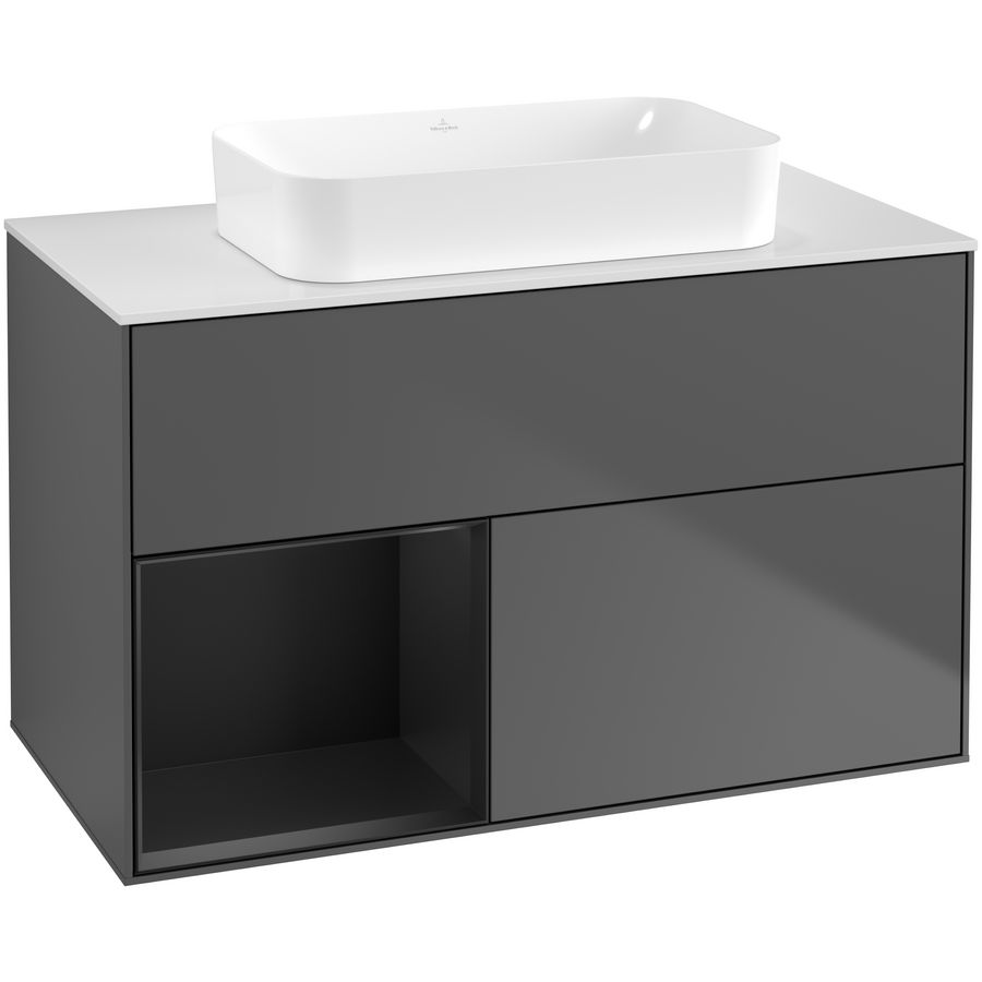 Wastafelonderkast Finion 1000x603x501mm Antr. Matt Lacquer G651PDGK