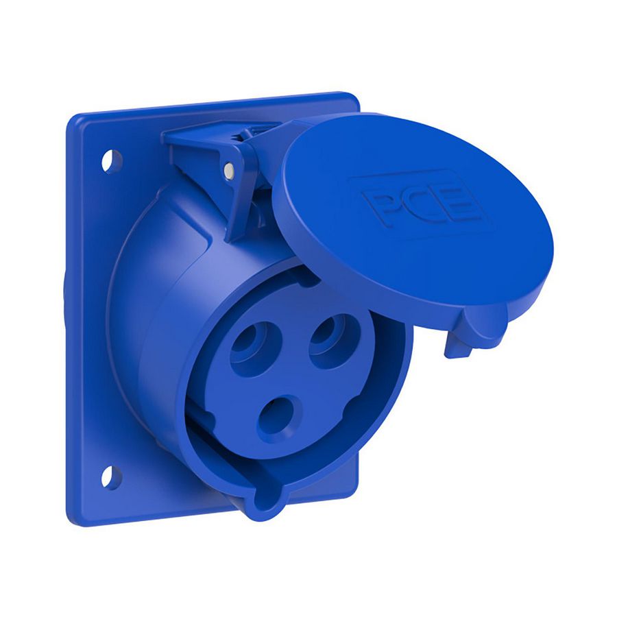 Wandcontactdoos CEE 32A 3p 230V 6h blauw IP44 80x97mm