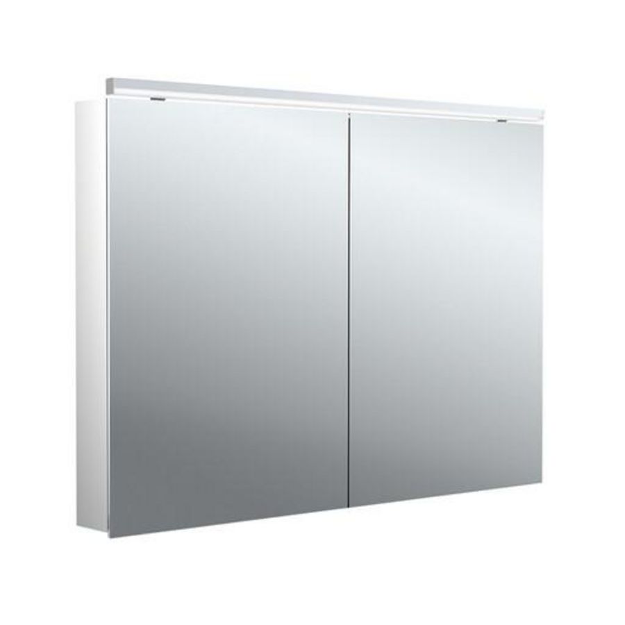 Led-spiegelkast Flat-2 Classic 1000mm aluminium opbouw 2 deuren H=729mm
