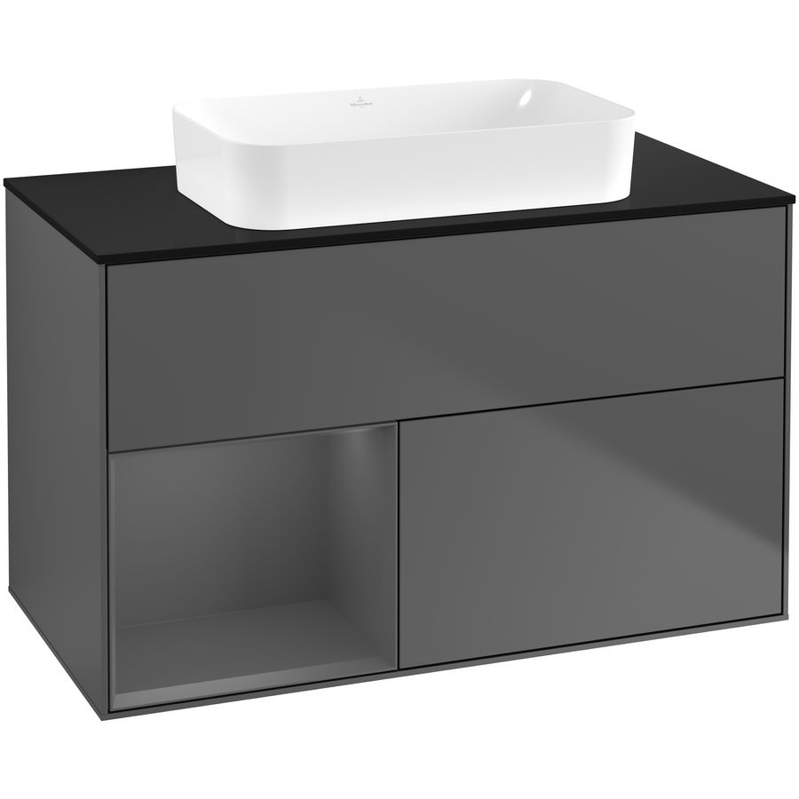 Wastafelonderkast Finion 1000x603x501mm Antr. Matt Lacquer G652GKGK