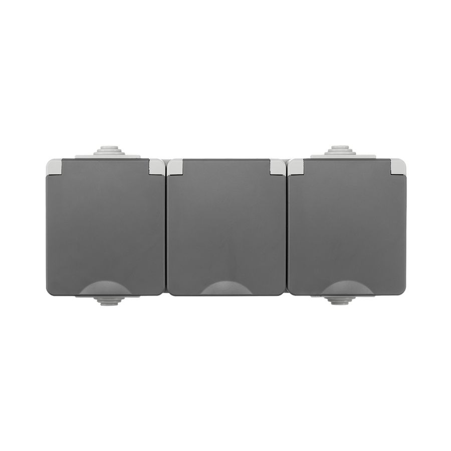 Opbouw Wandcontactdoos 3-voudig Horizontaal IP55 Grijs VVE=6