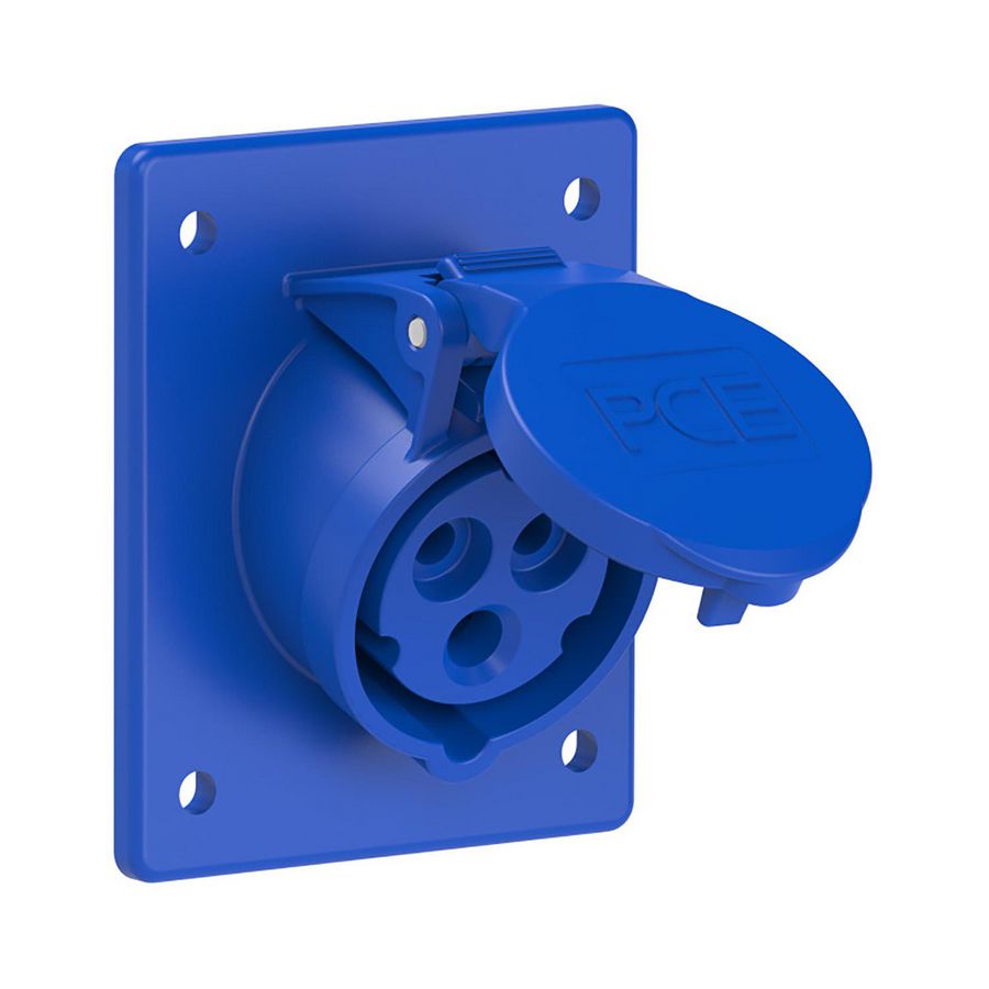 Wandcontactdoos CEE 16A 3p 230V 6h blauw IP44 80x97mm