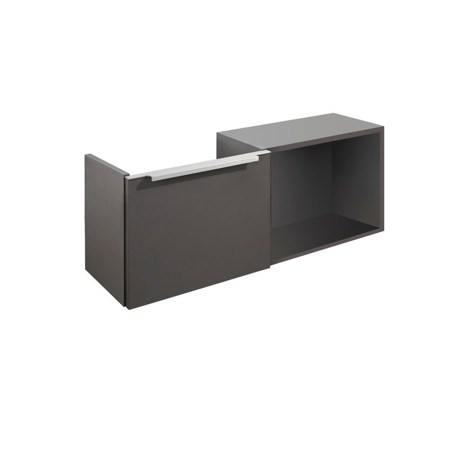 Onderkast (80x30x20cm) met 1 deur + open nis, waskom rechts push-to-open - Black kunststof