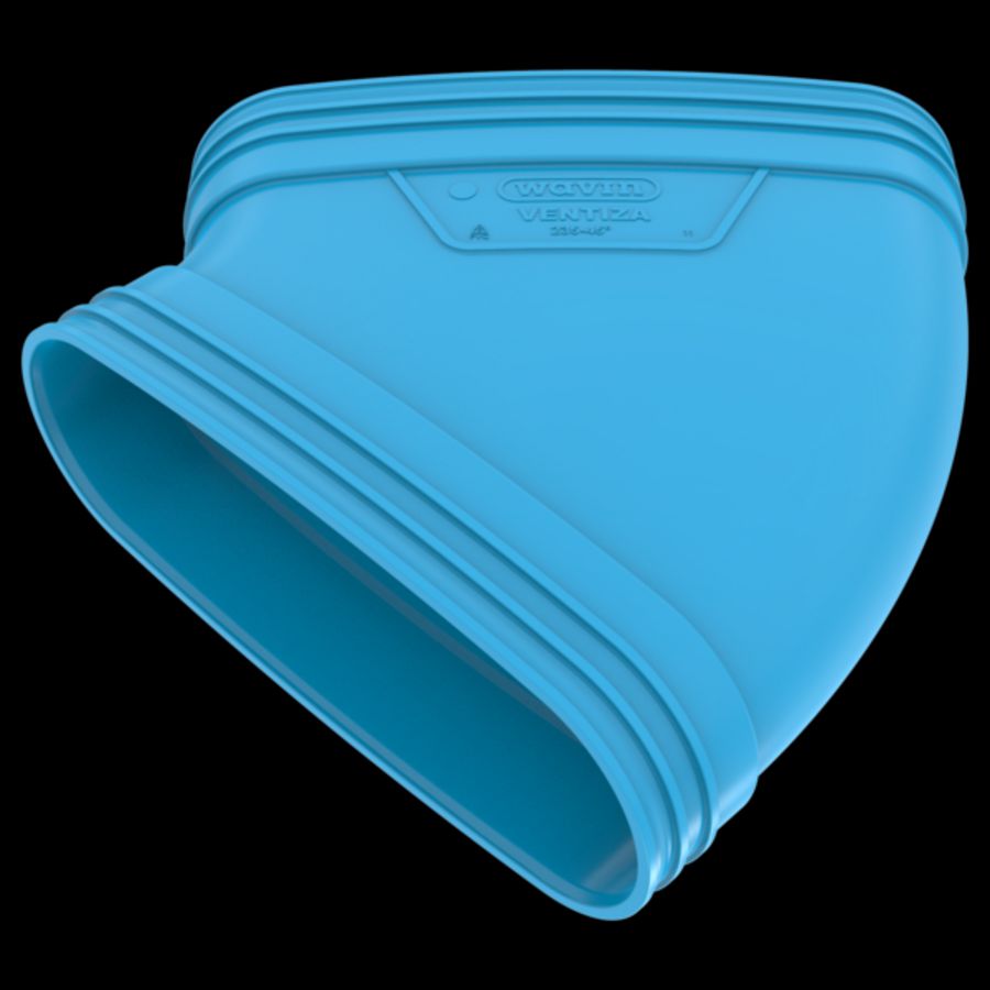 Bocht lijm 45° PVC luchtverdeelsysteem VENTIZA blauw (235x80mm) mof/mof