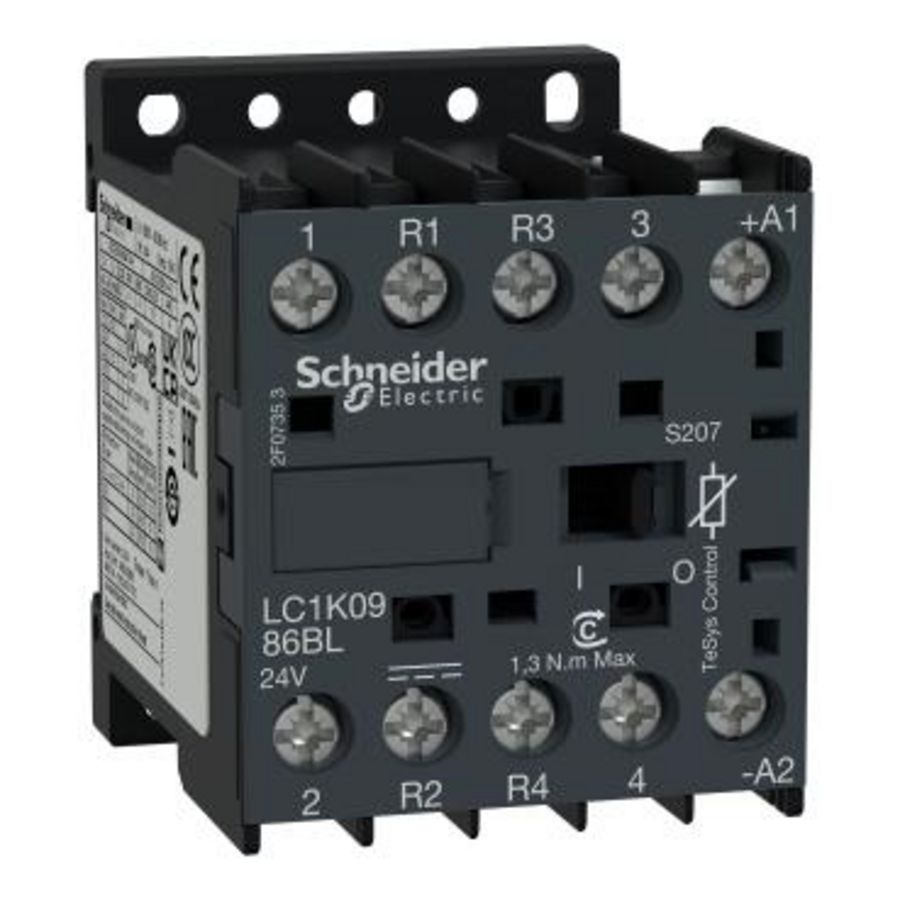 Contactor 4P (2 NO + 2 NC) AC-1 20 A 24V DC laag TeSys K